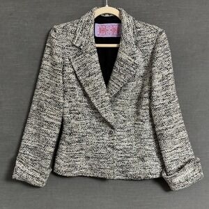 Tuleh Blazer S Black White‎ Silver Tweed Classic Career Luxury Metallic Maximal